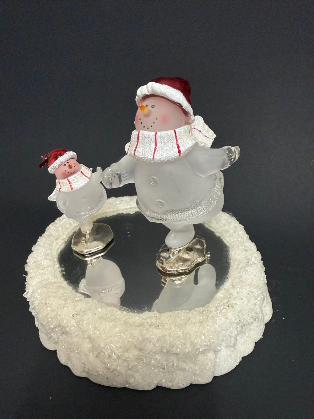 Vintage Holiday Glass Snowman Figurine Set - White & Red - Picture 3 of 4